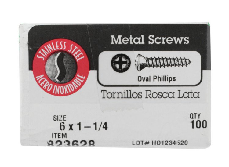(image for) No. 6 x 1-1/4 in. L Phillips Oval Head Stainless Steel S