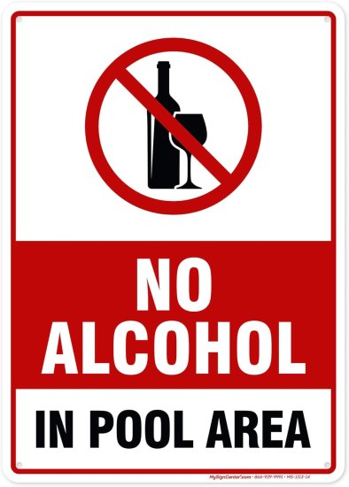 (image for) No Alcohol in Pool Area Sign 10x14 Aluminum