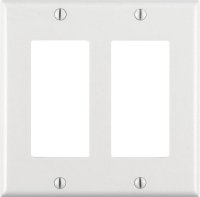 (image for) White 2 gang Thermoset Plastic GFCI/Rocker Wall Plate 1