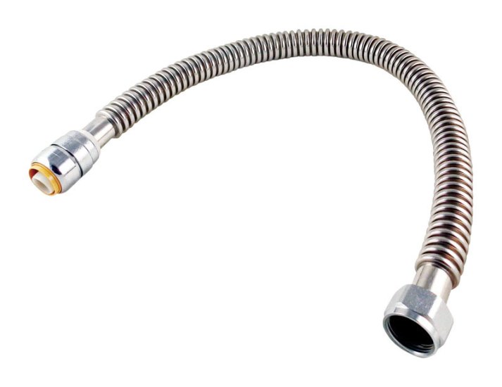 (image for) 3/4 in. Push Fit T X 3/4 in. D FIP 18 in. SS Water Heater Supply