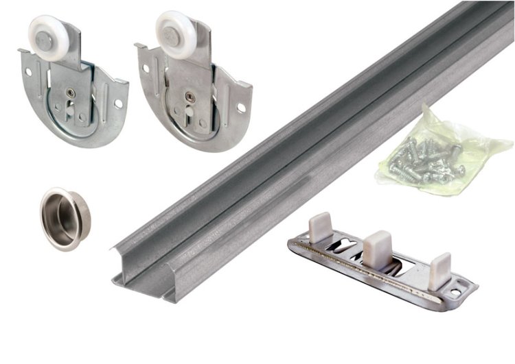 (image for) Galvanized Steel By-Pass Door Hardware Set 72 in.
