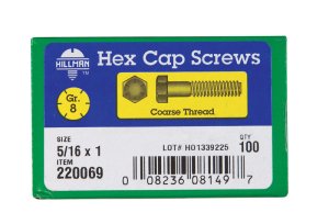 (image for) 5/16 in. Dia. x 1 in. L Heat Treated Steel Hex Head Cap