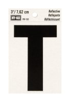 (image for) 3 in. Reflective Black Vinyl Self-Adhesive Letter T 1 pc.