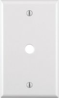 (image for) White 1 gang Plastic Cable/Telco Wall Plate 1 pk