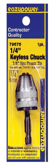 (image for) Eazypower 1/4 in. in. Keyless Chuck Adapter 1/4 in. Hex Shank 1 