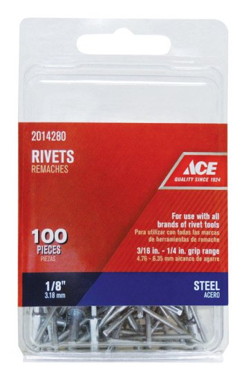 (image for) 1/8 in. Dia. x 1/4 in. Steel Rivets Silver 100 pk