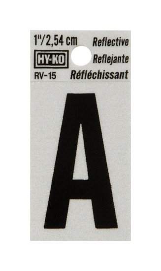 (image for) 1 in. Reflective Black Vinyl Self-Adhesive Letter A 1 pc.
