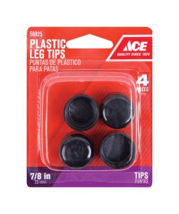 (image for) Plastic Leg Tip Black Round 7/8 in. W 4 pk