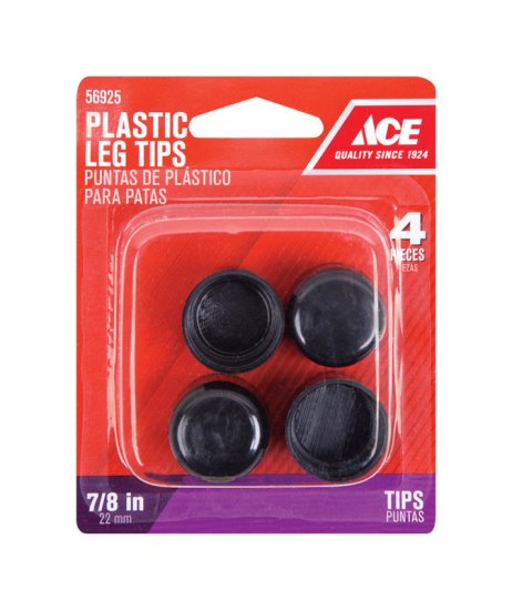 (image for) Plastic Leg Tip Black Round 7/8 in. W 4 pk