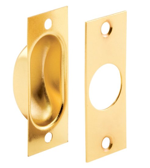 (image for) 2-3/8 in. L Brass-Plated Gold Steel Pocket Door Flush
