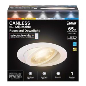 (image for) 7 in. W White Aluminum LED Canless Recessed Downlight 65 W