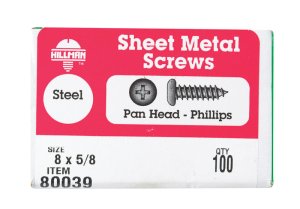 (image for) No. 8 x 5/8 in. L Phillips Pan Head Zinc-Plated Steel Sh