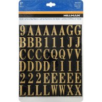 (image for) Hillman 1 in. Gold Vinyl Self-Adhesive Letter and Number Set 0-9