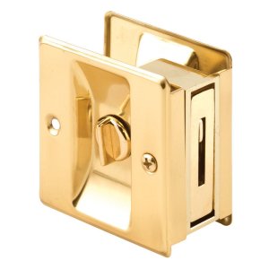 (image for) Polished Brass Gold Solid Brass Pocket Door Privacy L