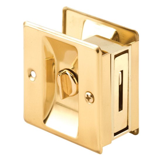 (image for) Polished Brass Gold Solid Brass Pocket Door Privacy L