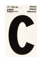 (image for) 3 in. Reflective Black Vinyl Self-Adhesive Letter C 1 pc.