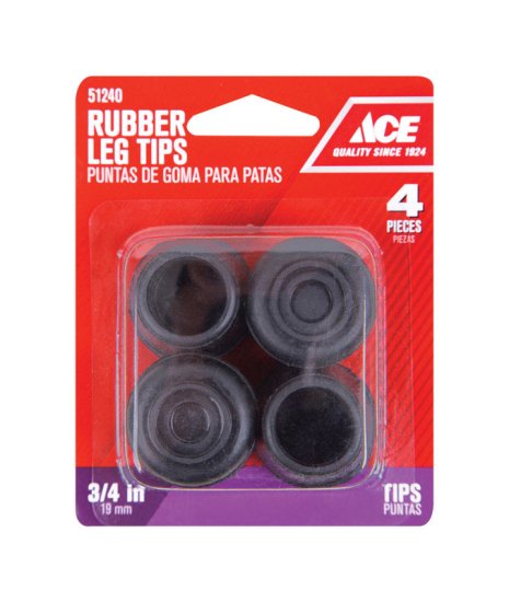 (image for) Rubber Leg Tip Black Round 3/4 in. W 4 pk