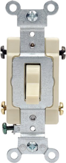 (image for) 15 amps Four Pole Toggle AC Quiet Switch Ivory 1 pk
