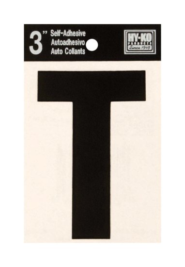(image for) 3 in. Black Vinyl Self-Adhesive Letter T 1 pc.