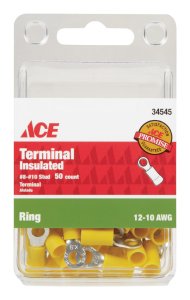 (image for) Insulated Wire Ring Terminal Yellow 50 pk