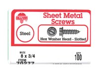 (image for) No. 8 x 3/4 in. L Slotted Hex Washer Head Zinc-Plated St