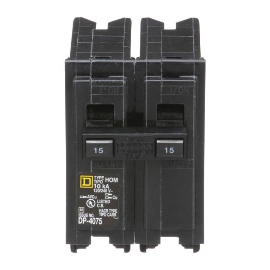 (image for) Square D HomeLine 15 amps Surge 2-Pole Circuit Breaker