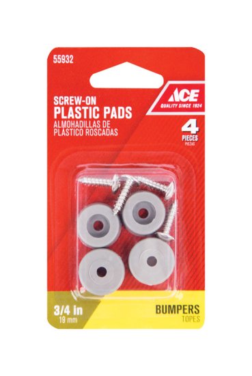 (image for) Plastic Bumper Pads Gray Round 3/4 in. W 4 pk