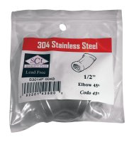 (image for) 1/2 in. FPT x 1/2 in. Dia. FPT Stainless Steel 45 D