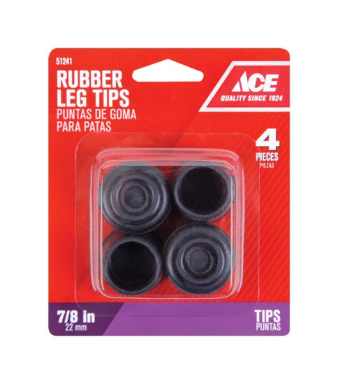 (image for) Rubber Leg Tip Black Round 7/8 in. W 4 pk