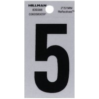 (image for) Hillman 2 in. Reflective Black Vinyl  Self-Adhesive Number 5 1 