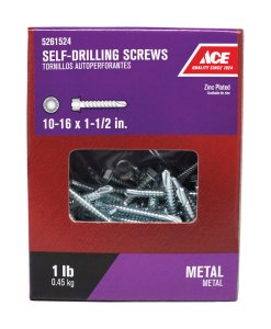 (image for) No. 10-16 x 1-1/2 in. L Hex Washer Head Zinc-Plated Steel Se