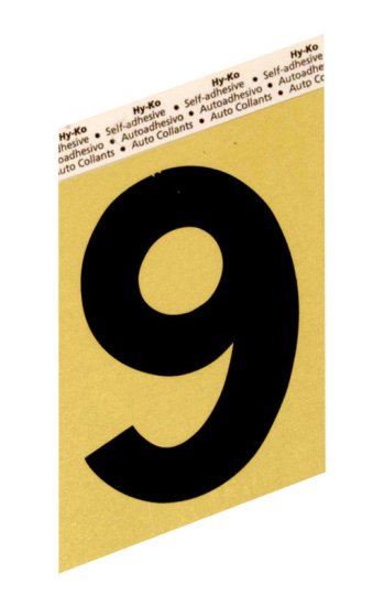 (image for) 3-1/2 in. Black Aluminum Self-Adhesive Number 9 1 pc.