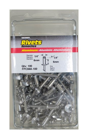 (image for) 1/4 in. Dia. x 1/4 in. Aluminum Rivets Silver 100 pk