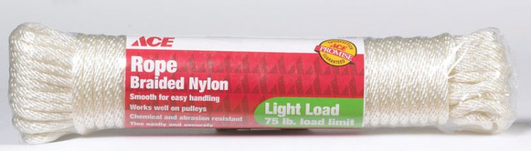 (image for) 1/4 in. Dia. x 50 ft. L White Solid Braided Nylon Rope
