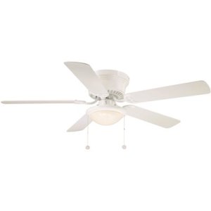 (image for) 52 in. Hugger Indoor White Ceiling Fan with Light Kit