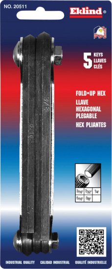 (image for) 3/16" to 3/8" SAE Fold-Up Hex Key Set Multi-Size in.