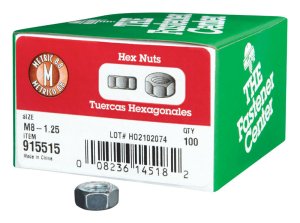 (image for) M8-1.25 mm Zinc-Plated Steel Metric Hex Nut 100 pk