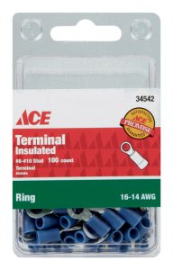 (image for) Insulated Wire Ring Terminal Blue 100 pk