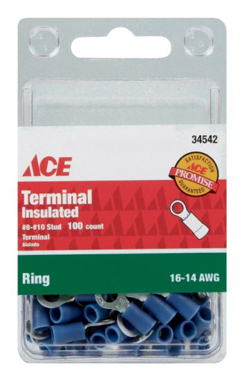 (image for) Insulated Wire Ring Terminal Blue 100 pk