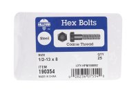 (image for) 1/2 in. Dia. x 8 in. L Zinc Plated Steel Hex Bolt 25 pk