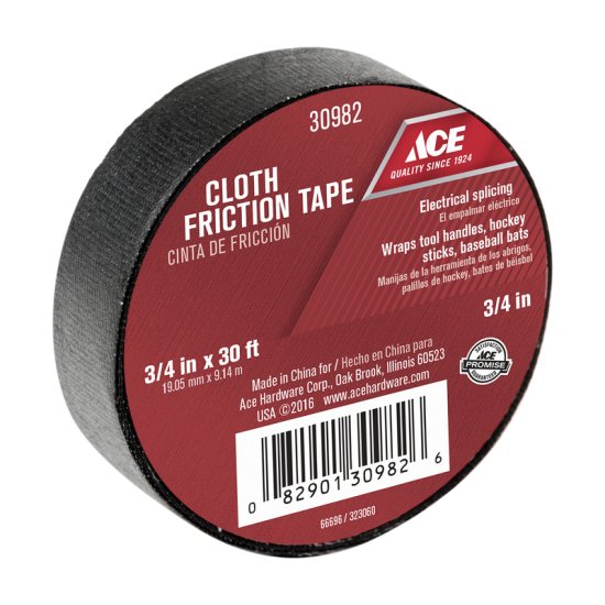 (image for) 3/4 in. W x 30 ft. L Black Cotton Cloth Friction Tape