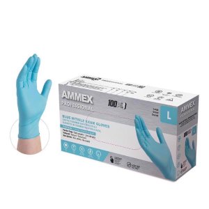 (image for) Nitrile Disposable Exam Gloves Large Blue Powder Free 100 pc