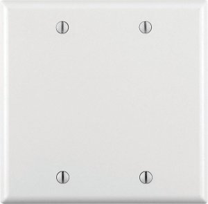 (image for) White 2 gang Plastic Blank Wall Plate Cover 1 pk