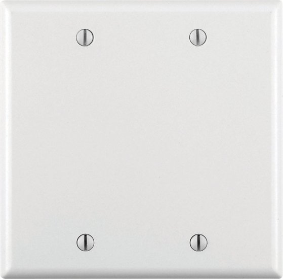 (image for) White 2 gang Plastic Blank Wall Plate Cover 1 pk