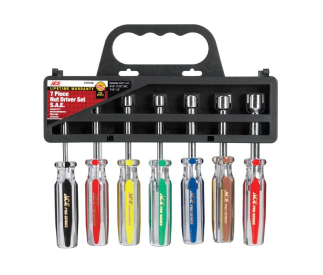 (image for) Pro Series Multi Size SAE 6 Point Nut Driver Set 7 in. L 7 p