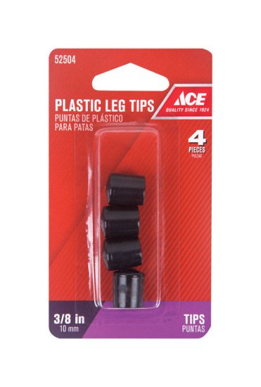 (image for) Plastic Leg Tip Black Round 3/8 in. W 4 pk