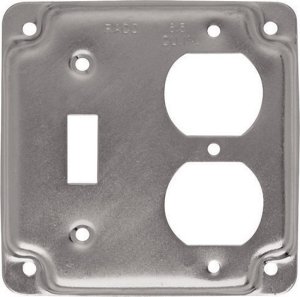 (image for) Square Steel 2 gang Box Cover For 1 Duplex Receptacle and 1
