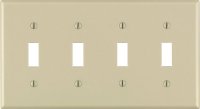 (image for) Ivory 4 gang Thermoset Plastic Toggle Wall Plate 1 pk