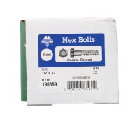 (image for) 1/2 in. Dia. x 12 in. L Zinc Plated Steel Hex Bolt 25 pk