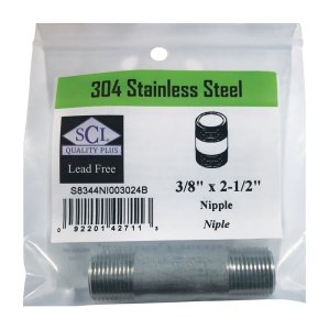 (image for) 3/8 in. MPT x 2-1/2 in. L Stainless Steel Nipple